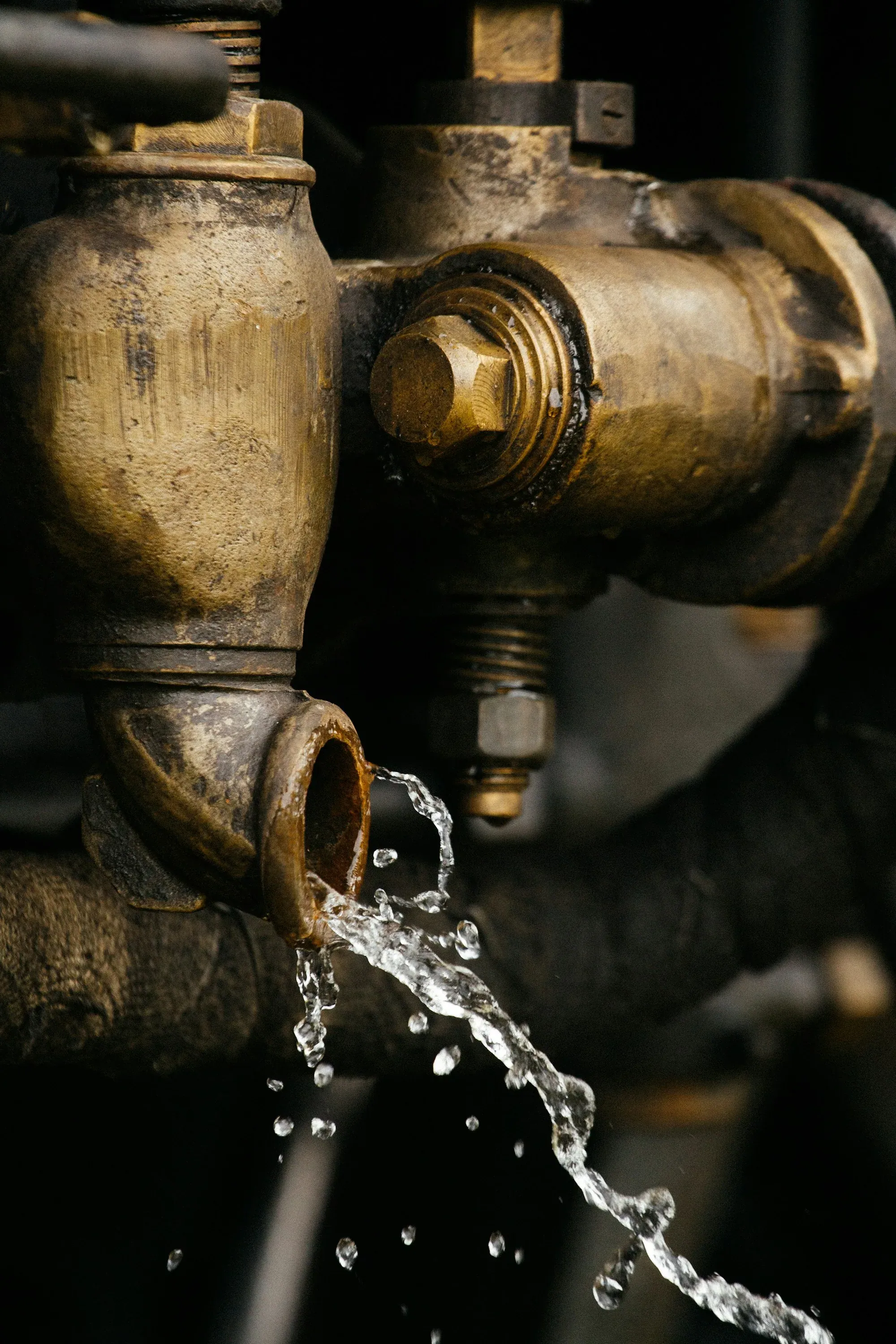 Clear spin-down sediment filter with flush valve installed on an incoming household water line