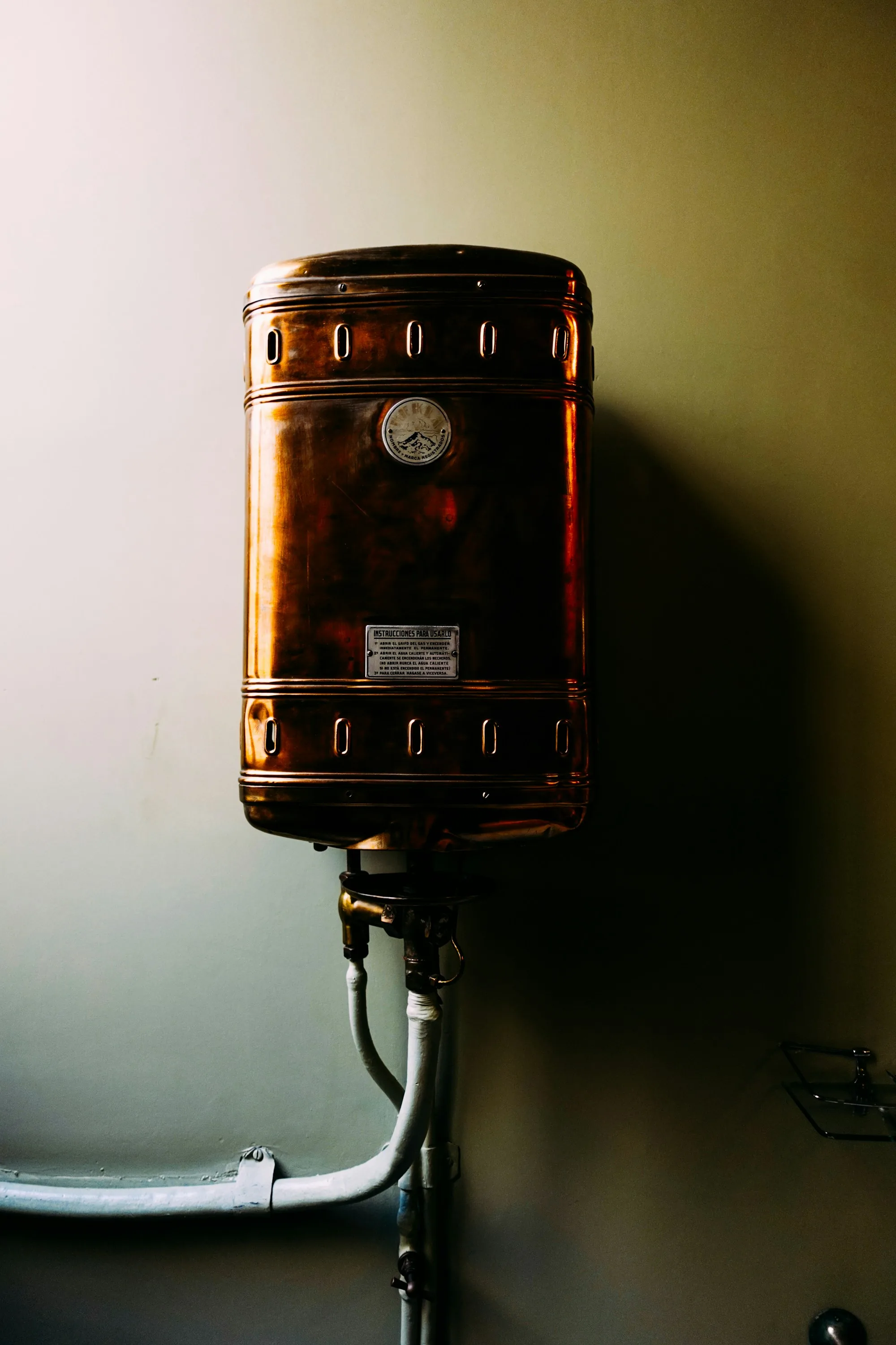 Pressure gauge and valves on a residential water treatment line